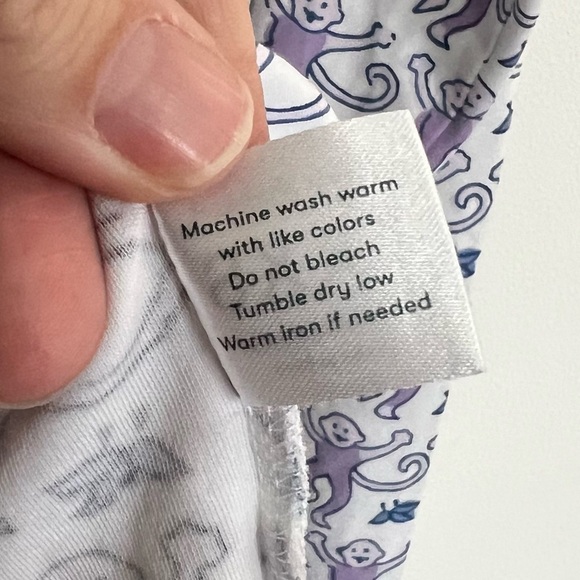 Roller Rabbit Monkey Lavender Long Sleeve Polo Pajama Top - Picture 12 of 12